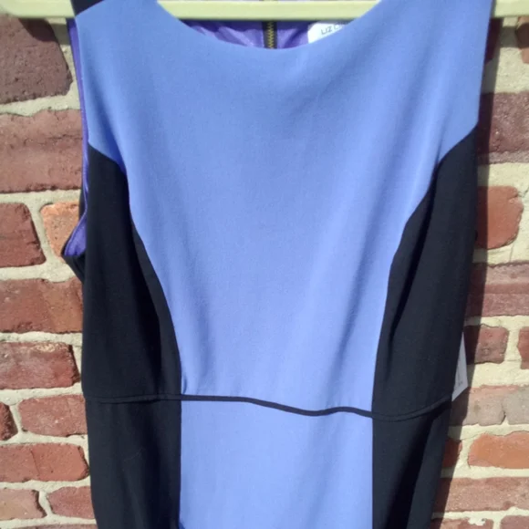 NWT Liz Claiborne Purple Black Sleeveless Stretch Midi Skirt size 12 Body Con - Picture 3 of 6